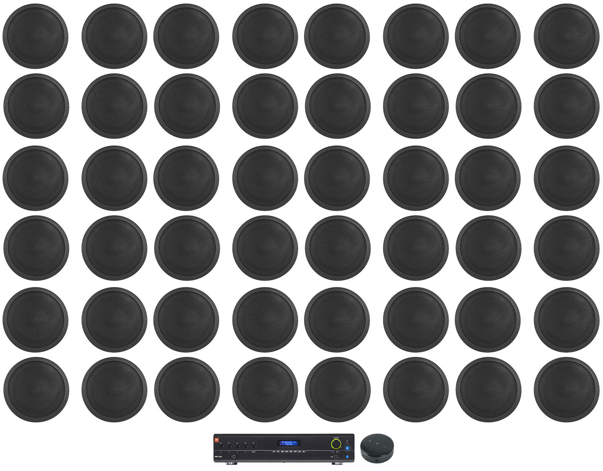 JBL Commercial Amp+Wifi Receiver+(48) Black 5" Ceiling Speakers For Restaurant