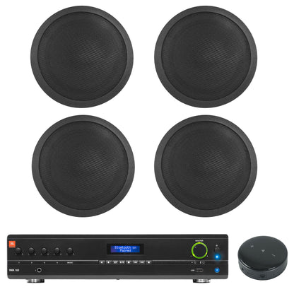 JBL Commercial 70v Amp+Wifi Receiver+4) Black 5" Ceiling Speakers For Restaurant