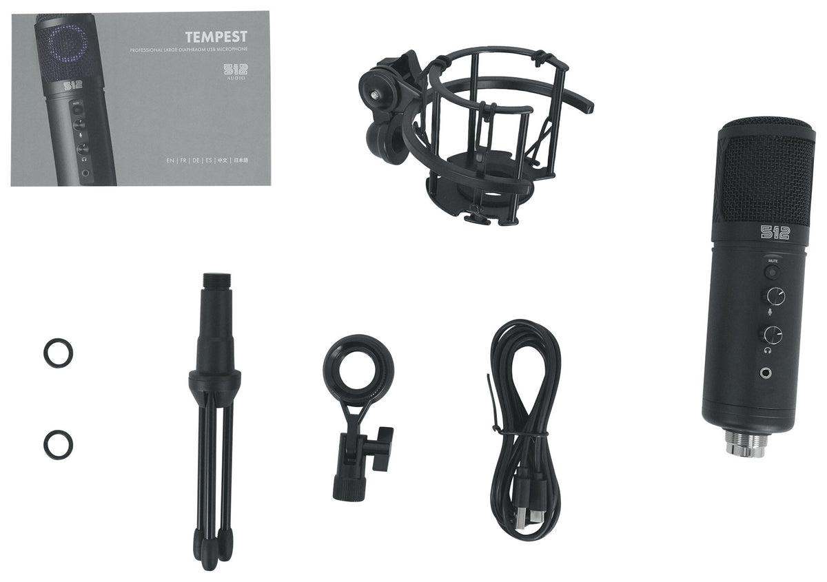 512 Audio by Warm Audio Tempest Large Diaphragm Condenser USB Microphone+Stand