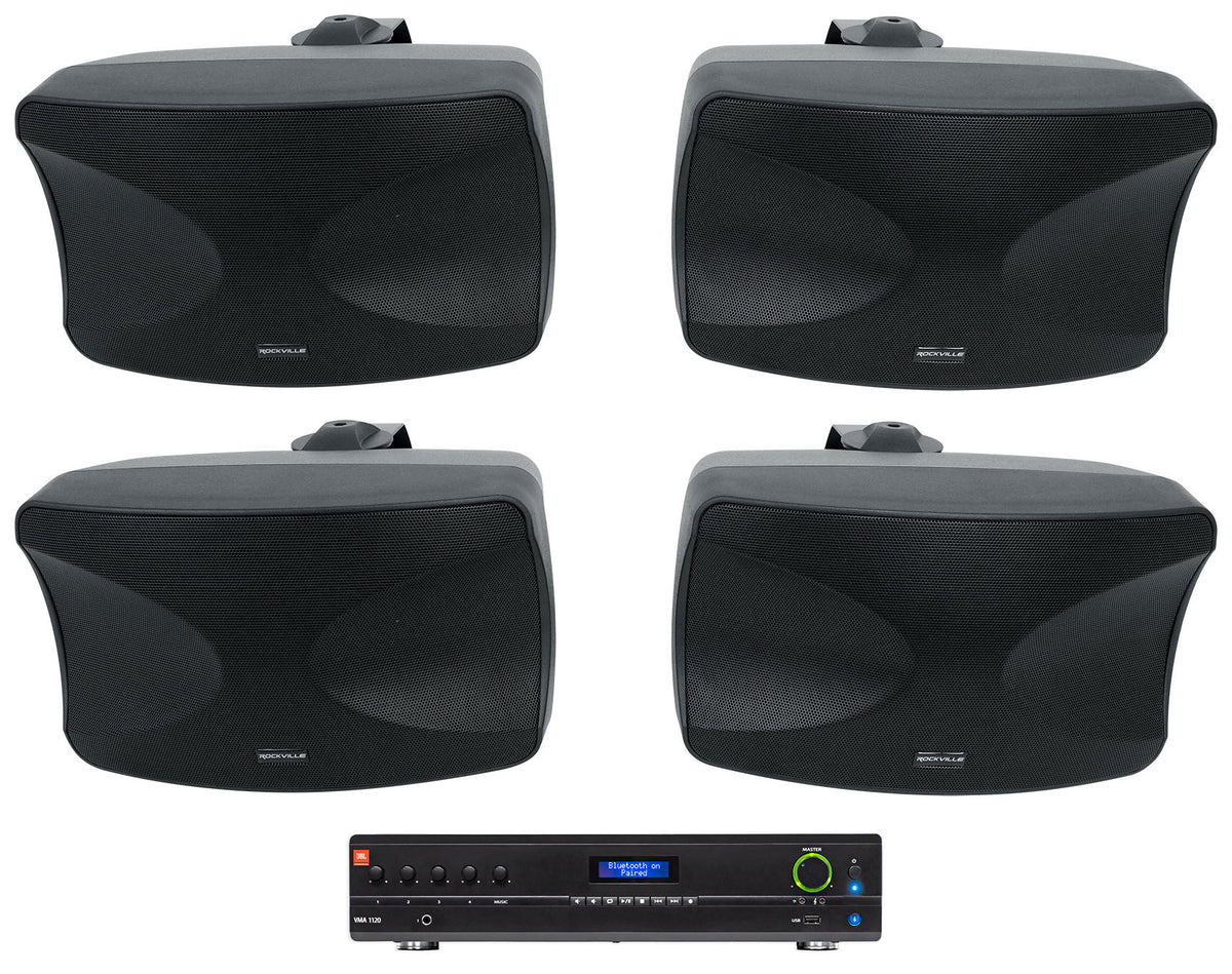 VMA1120 Amplifier + (4) WET-44 PRO Black Indoor/Outdoor Speakers Bundle