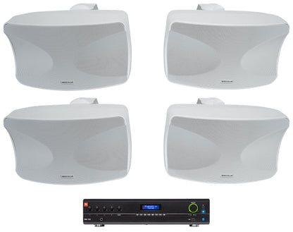 VMA1120 Amplifier + (4) WET-44 PRO White Indoor/Outdoor Speakers Bundle