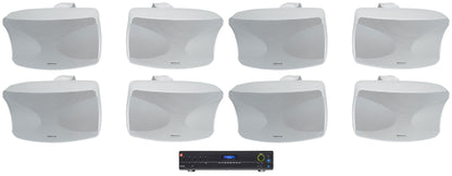 JBL VMA1240 Commercial 70v Bluetooth Amplifier+(8) Indoor/Outdoor White Speakers