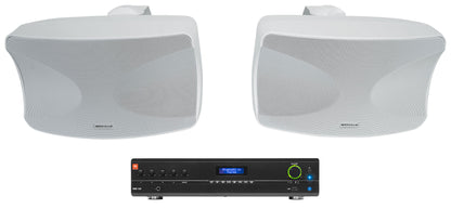 VMA160 Amplifier + 2 Indoor/Outdoor White Speakers