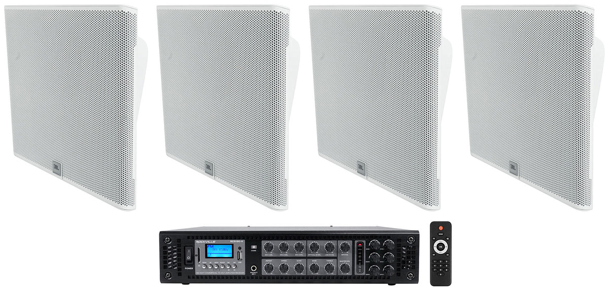 SLP14/T-WH On-Wall Speakers with RCS180-6 6-Zone Amplifier