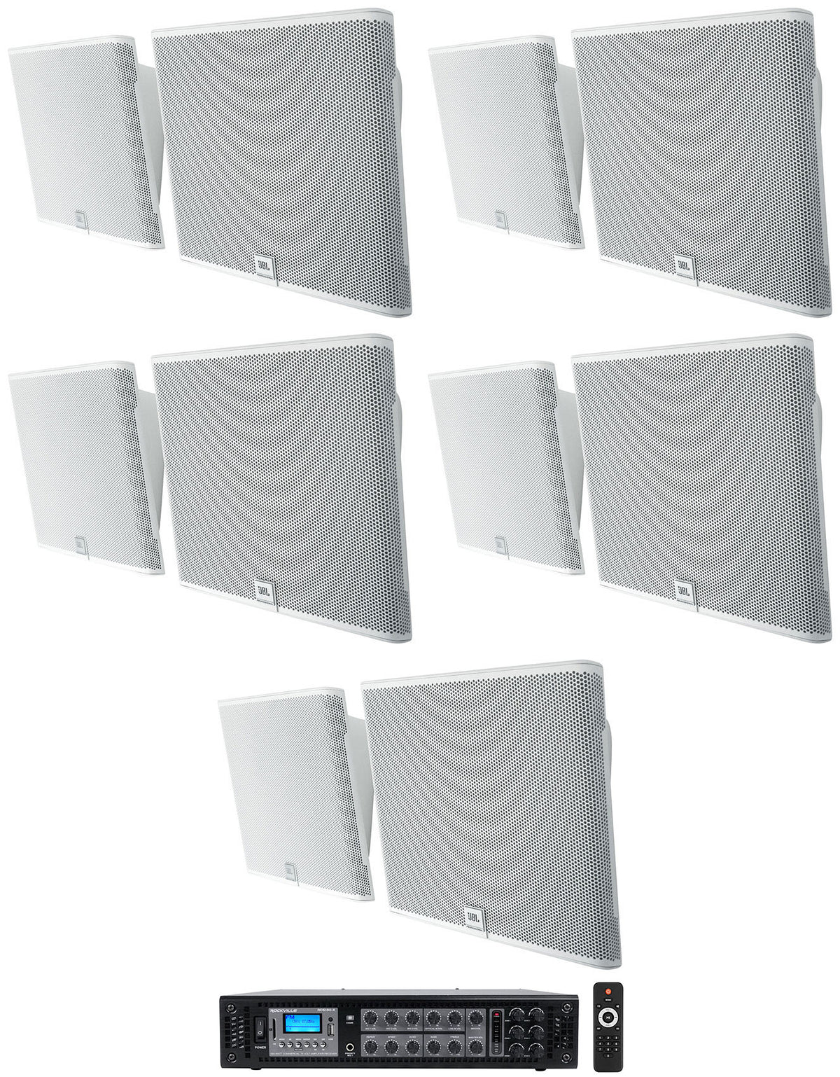 SLP12/T-WH Speaker & RCS180-6 Amplifier Package, Set of 10