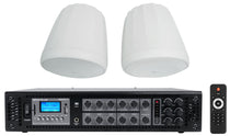 (2) JBL CONTROL 68HP-WH 70v Commercial 8" Hanging WhitePendant Speakers+Amp