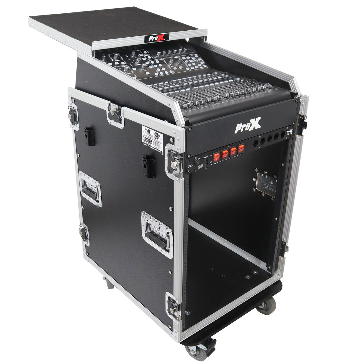 ProX T-16MRSS13ULT Road Case For 13U Top 16U Front 19" Rackmount+Two Side Tables