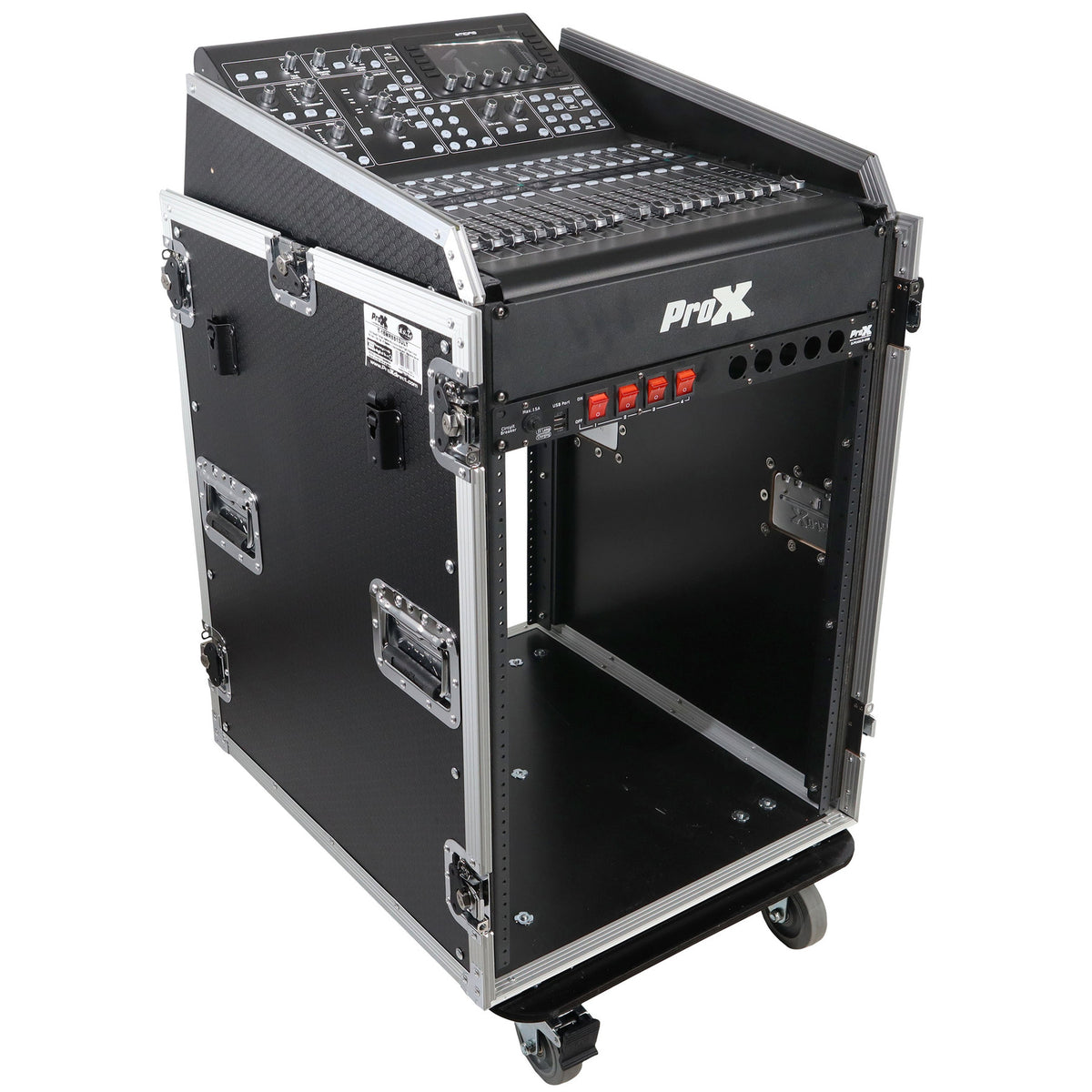 ProX T-16MRSS13ULT Road Case For 13U Top 16U Front 19" Rackmount+Two Side Tables
