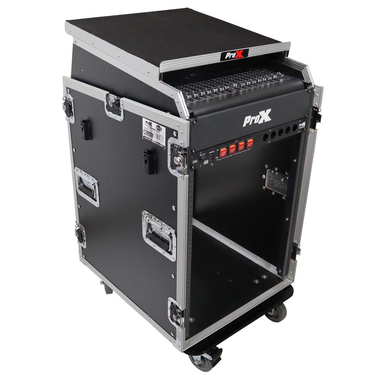 ProX T-16MRSS13ULT Road Case For 13U Top 16U Front 19" Rackmount+Two Side Tables