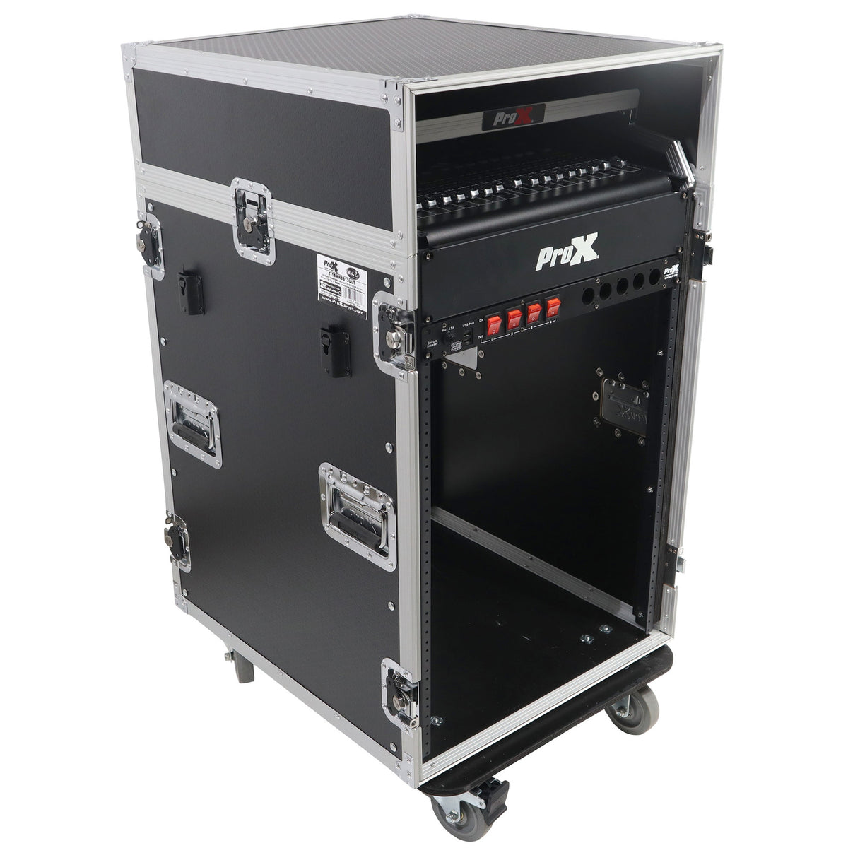 ProX T-16MRSS13ULT Road Case For 13U Top 16U Front 19" Rackmount+Two Side Tables