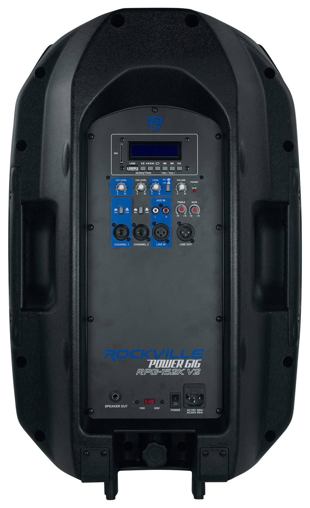 Rockville 15" 1500W Powered DJ/PA Speaker, Bluetooth, USB/SD/FM, Wired Microphone, Class-D Amp, 2.5" Voice Coil, Remote Control, EQ Presets, Lightweight ABS, Perfect for Events