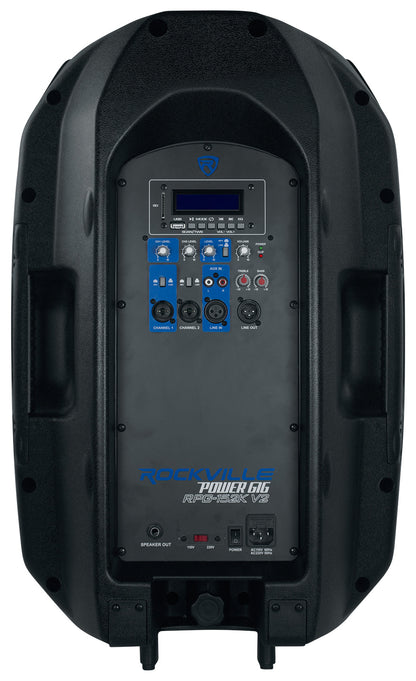 Rockville 15" 1500W Powered DJ/PA Speaker, Bluetooth, USB/SD/FM, Wired Microphone, Class-D Amp, 2.5" Voice Coil, Remote Control, EQ Presets, Lightweight ABS, Perfect for Events