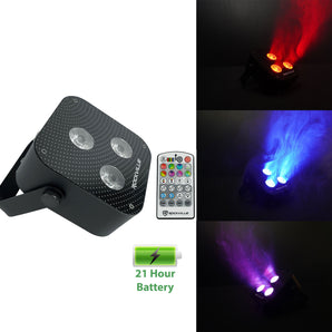 (4) Rockville MINI RF3 Black RGBWA+UV DJ/Party Wash Light+RF Remote+Control+Bag