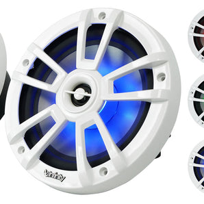 Pair Infinity 822MLW 8" 2-Way Marine Boat Speakers with RGB Lighting - White