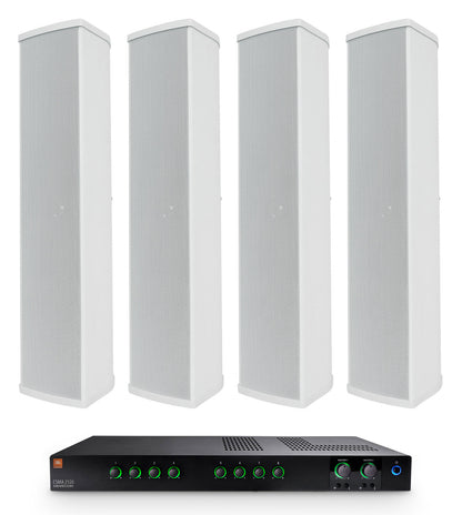 JBL CSMA 2120 Commercial 70v Amplifier+(4) Column Line Array Speakers in White