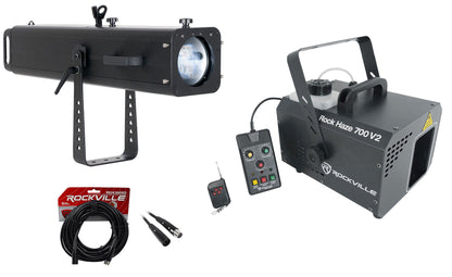 ADJ FS3000LED RF Follow Spot Light w/GOBO Slot+Haze Machine+Cables