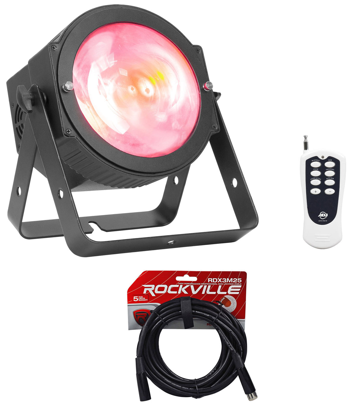 DOTZ PAR 100 RF 100W RGB COB DMX Par Can Wash Light+Remote+Cable