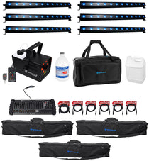 (6) ULTRA HEX BAR 12 Wash Lights + DMX Controller + Fogger + Bags