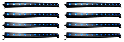 (8) Ultra Hex Bar 12 12x10W RF RGBAW+UV LED DMX Wash Bar Lights
