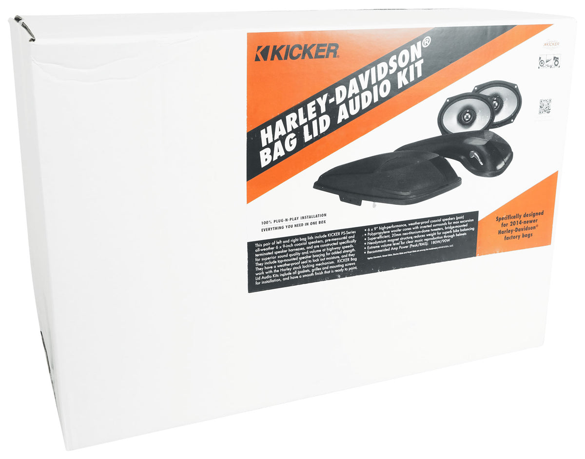 Kicker 46HDBL69 6x9" Saddlebag Speakers+Lids for 2014-Up Harley Davidson HDBL69