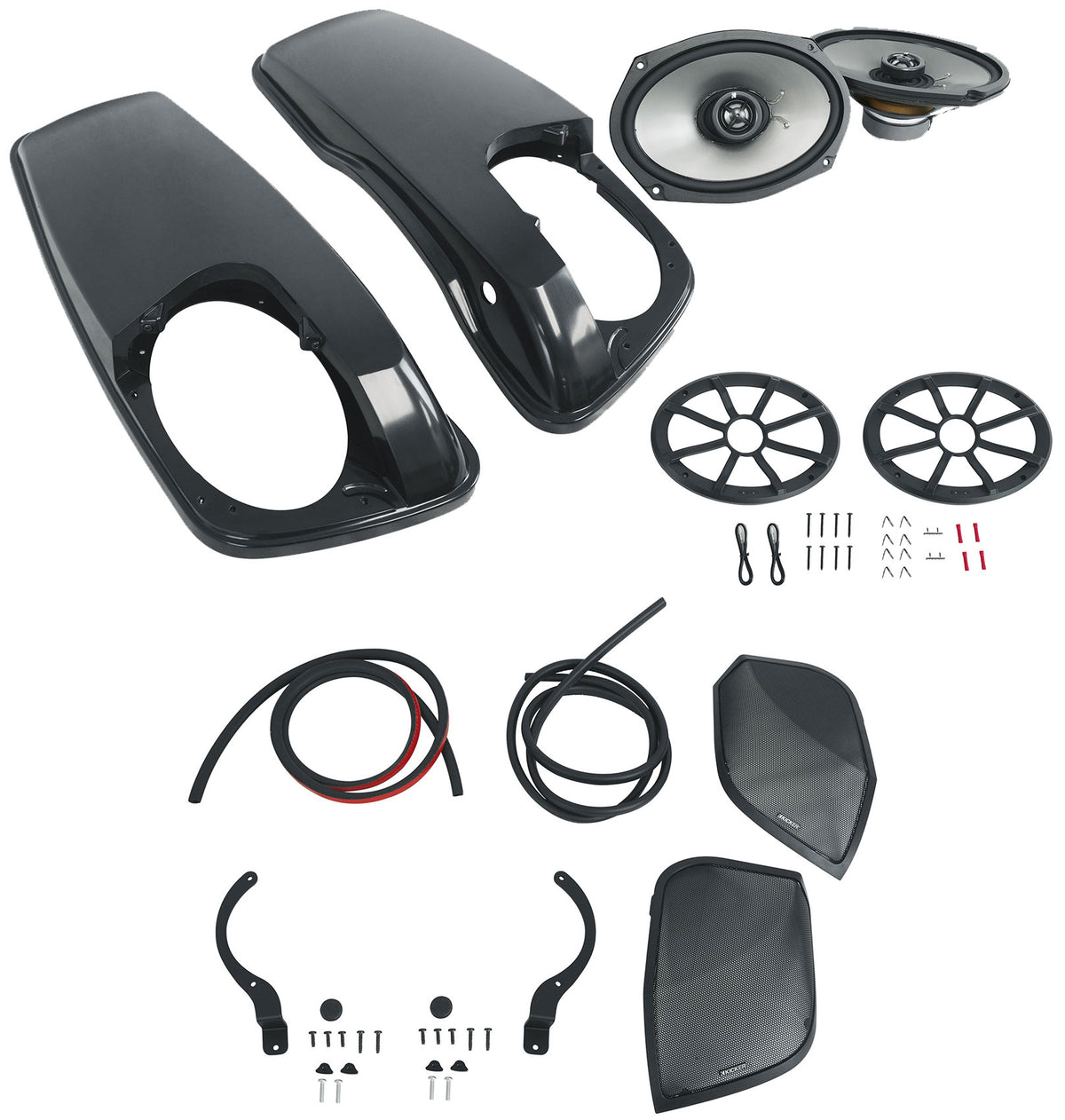 Kicker 46HDBL69 6x9" Saddlebag Speakers+Lids for 2014-Up Harley Davidson HDBL69