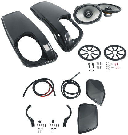 Kicker 46HDBL69 6x9" Saddlebag Speakers+Lids for 2014-Up Harley Davidson HDBL69
