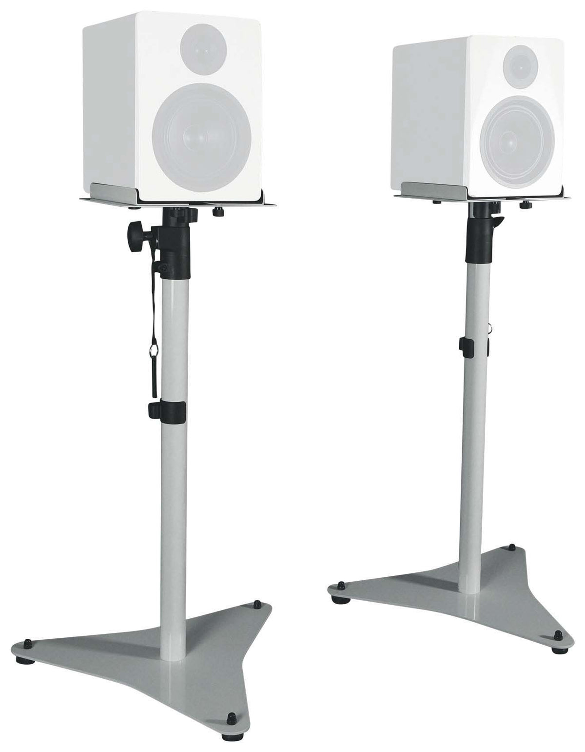 RockShelf 68W 6.5" Home Bookshelf Speakers + White Adjustable Stands