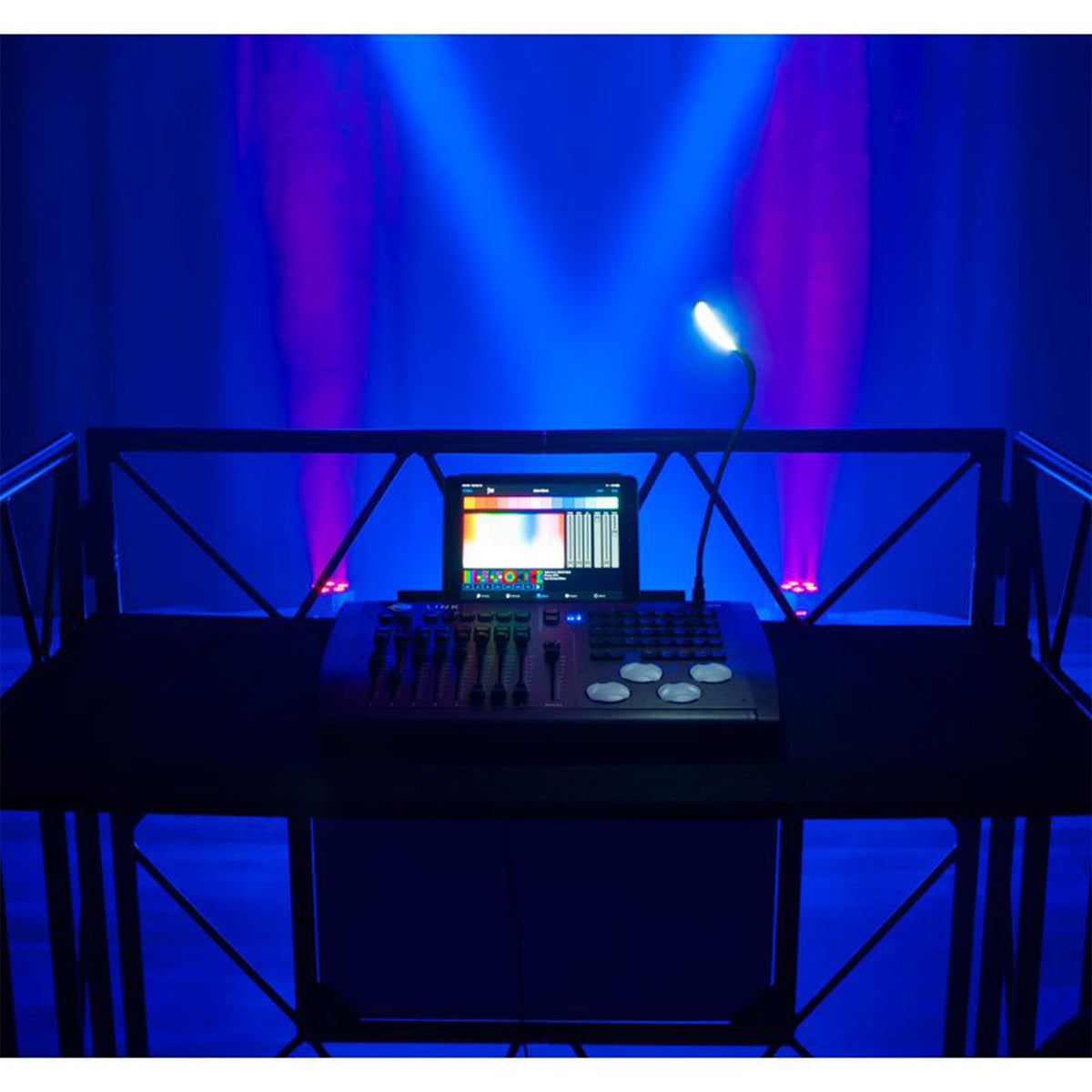 American DJ Pro Event Table 2 MB Foldable Metal DJ Booth Facade in Matte Black