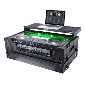 ProX ATA Black Flight Case for DDJ-REV7/DDJ-1000 SRT w/2U Rack+Shelf+Wheels+LED