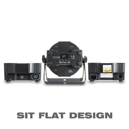4) American DJ MEGA FLAT HEX L PAK4 RGBLA+UV LED DMX Par Lights+Remote+Cable+Bag