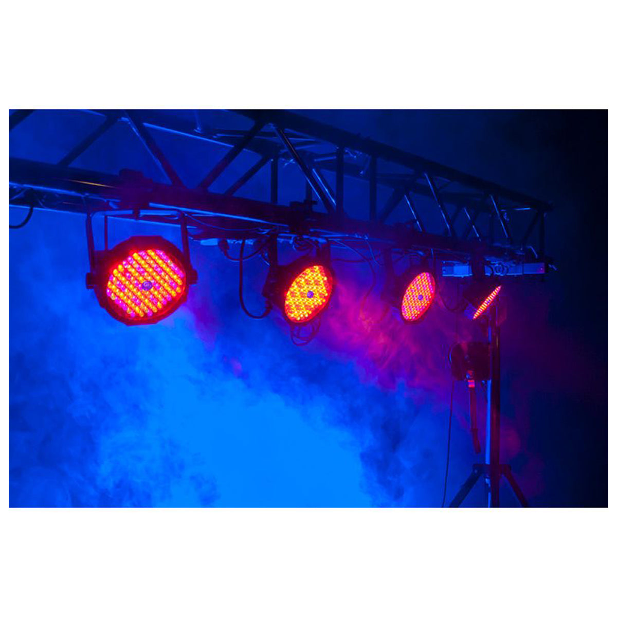 (4) Eliminator American DJ Mega Flat PAK EP DMX RGBUV Wash Lights w/ Bag+Cables