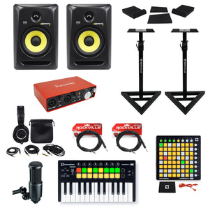 Focusrite Interface+Controller+Pad+Audio Technica Mic+Headphones+KRK Monitors
