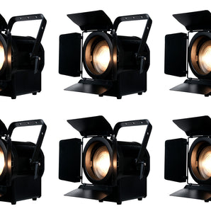 (6) American DJ ADJ ENCORE FR150Z 130W DMX Fresnel Beam Spot Lights w/Barn Doors