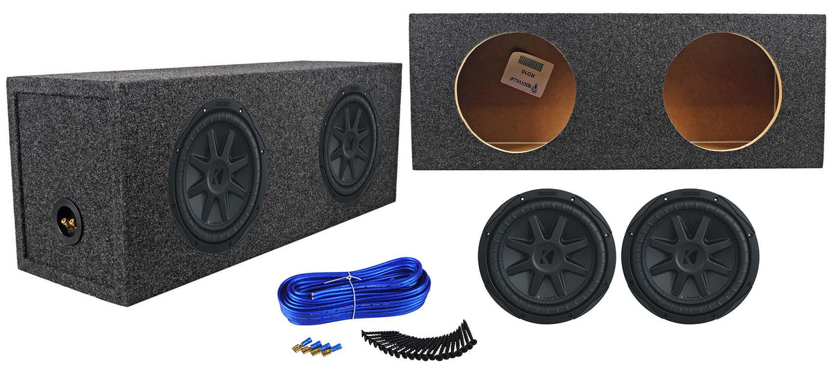 2) Kicker 44CVX104 10" CVX Comp VX 2400w Car Subwoofers+Sealed Sub Box Enclosure