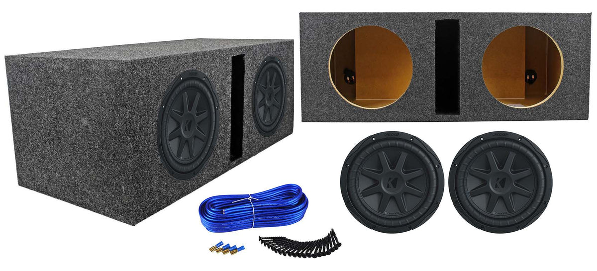 2) Kicker 44CVX104 10" CVX Comp VX 2400w Car Subwoofers+Vented Sub Box Enclosure