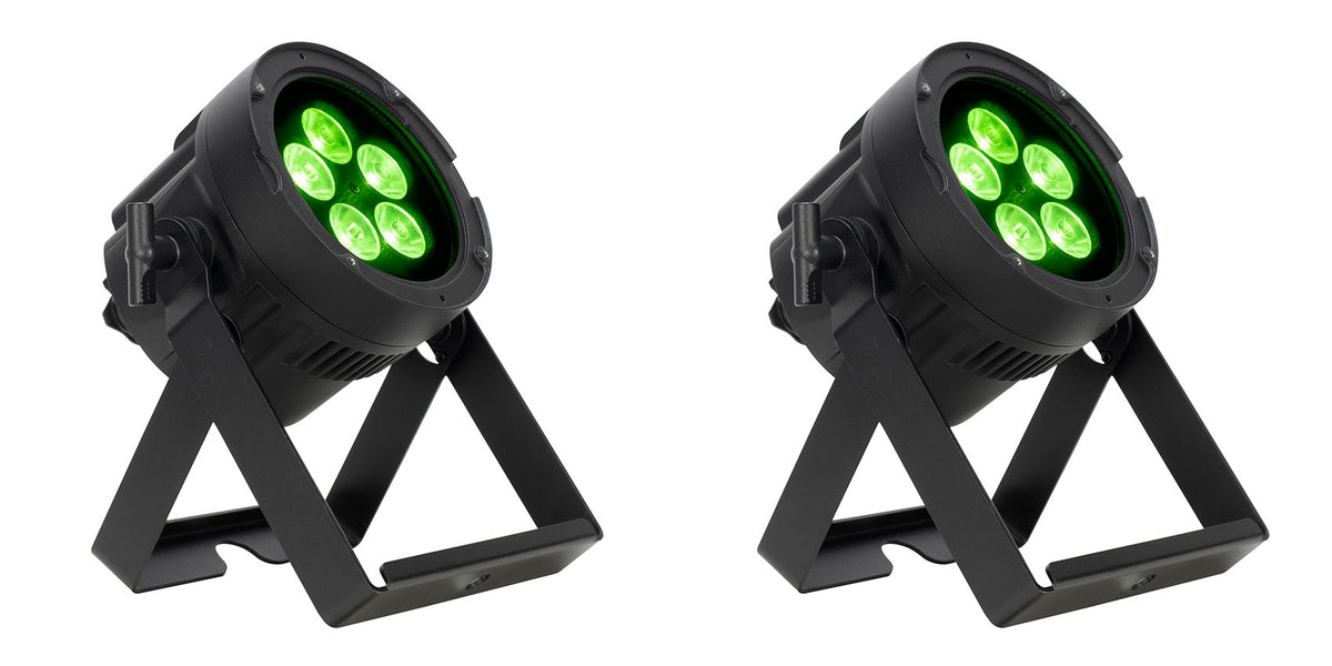 (2) American DJ Encore LP5IP 5x20W Outdoor RGBL LED DMX Par Can Wash Lights