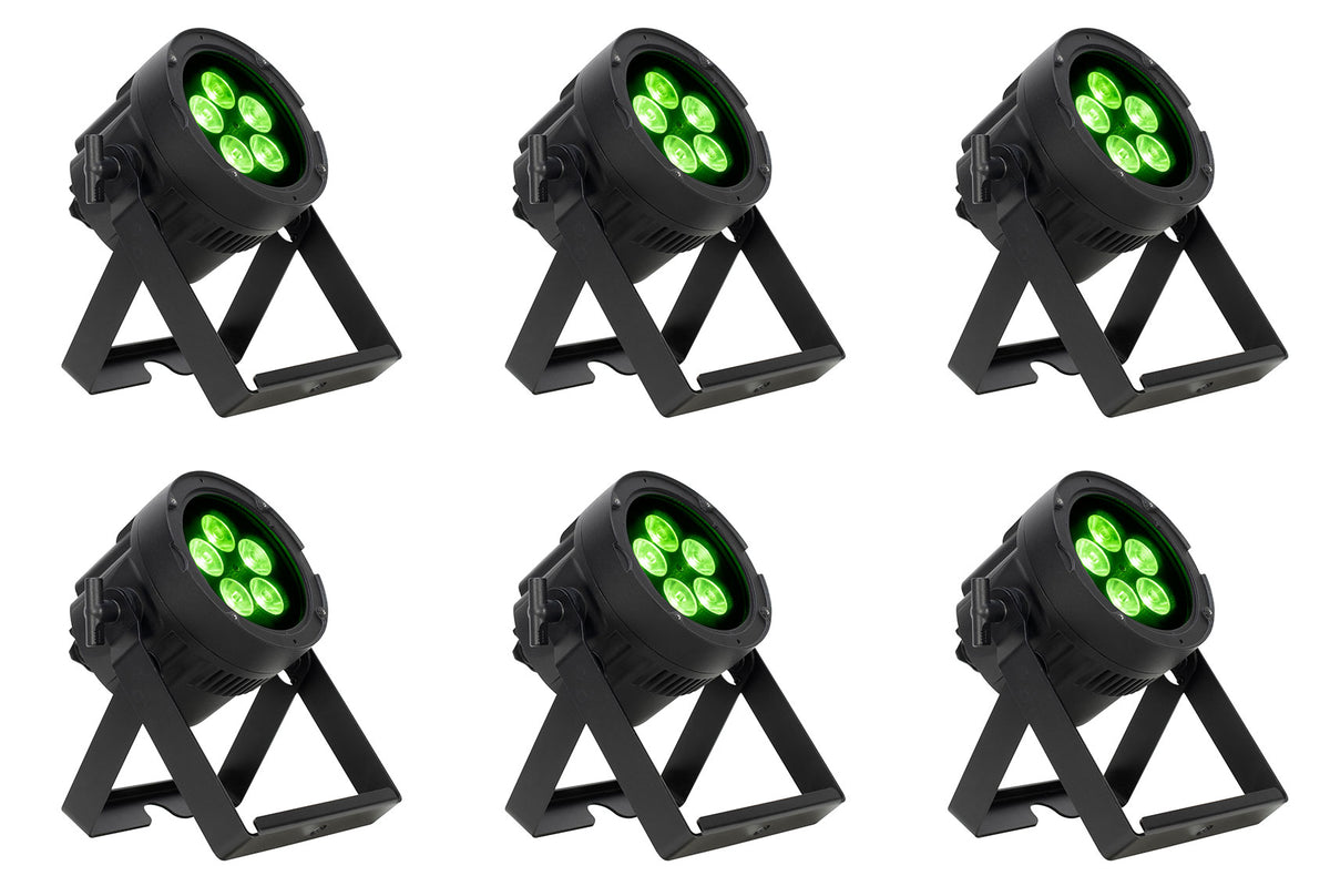 (6) Encore LP5IP 5x20W Outdoor RGBL LED DMX Par Can Wash Lights