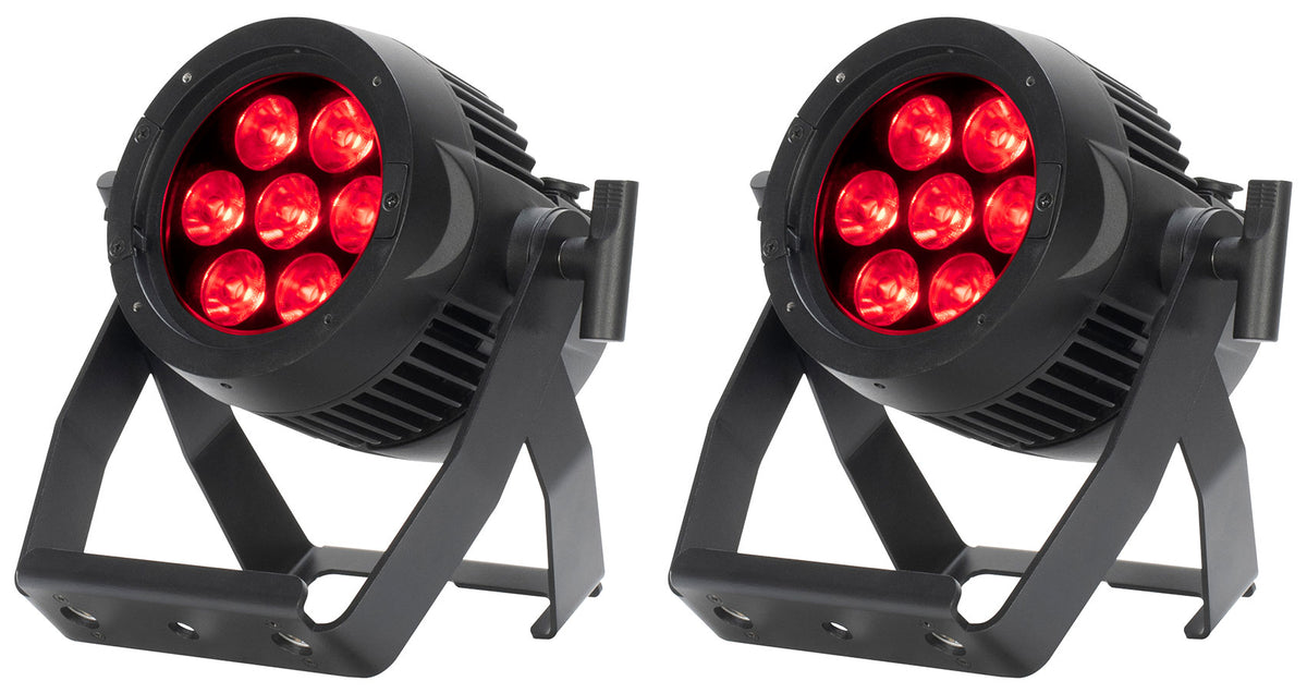 (2) American DJ Encore LP7IP 7x20W Outdoor RGBL LED DMX Par Can Wash Lights