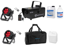 (2) American DJ Encore LP7IP Outdoor RGBL DMX Par Wash Lights+Fogger+Bag