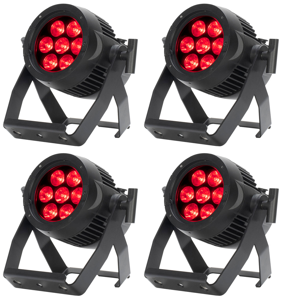 (4) Encore LP7IP 7x20W Outdoor RGBL LED DMX Par Can Wash Lights