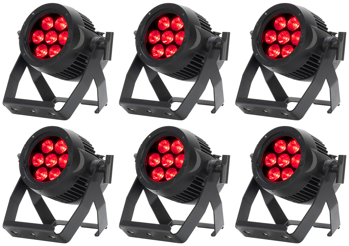 (6) Encore LP7IP 7x20W Outdoor RGBL LED DMX Par Can Wash Lights