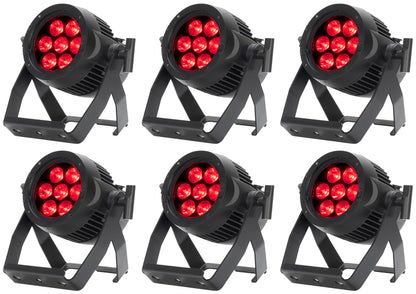 (6) Encore LP7IP 7x20W Outdoor RGBL LED DMX Par Can Wash Lights