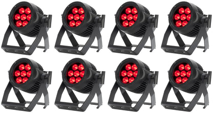 (8) Encore LP7IP 7x20W Outdoor RGBL LED DMX Par Can Wash Lights