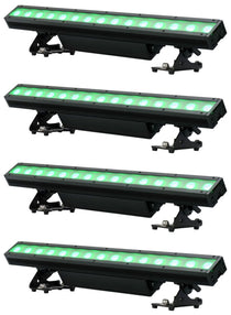 (4) Encore LB15 IP Outdoor RGBL LED Wireless DMX Strip Wash Lights