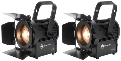 (2) American DJ ENCORE FR50Z 50W WW DMX Fresnel Beam Lights w/Barn Doors