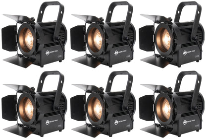 (6) ENCORE FR50Z 50W WW LED DMX Fresnel Beam Lights w/ Barn Doors