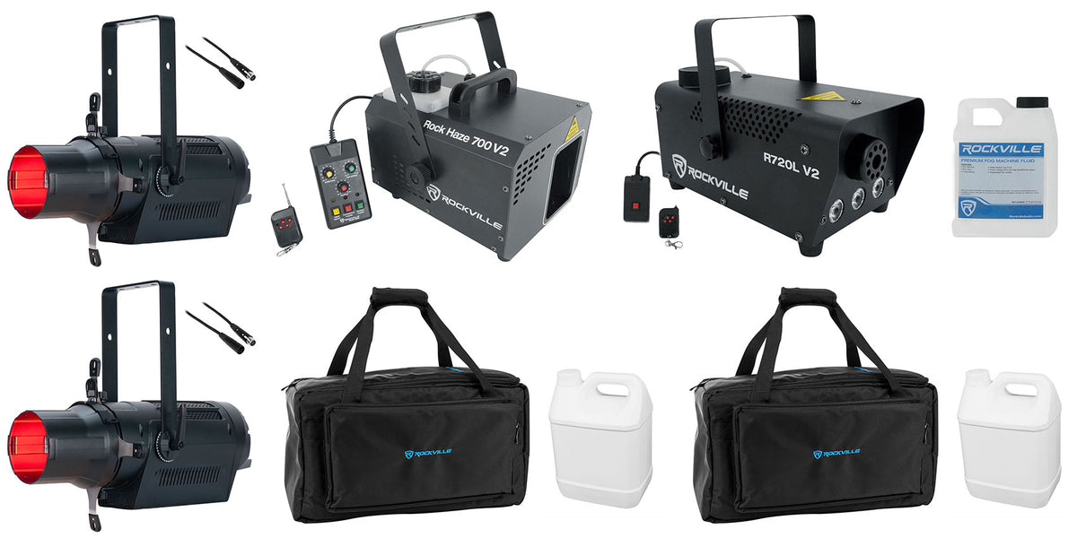 (2) ENCORE PROFILE PRO COLOR DMX Ellipsoidal Spotlights+Hazer+Fogger