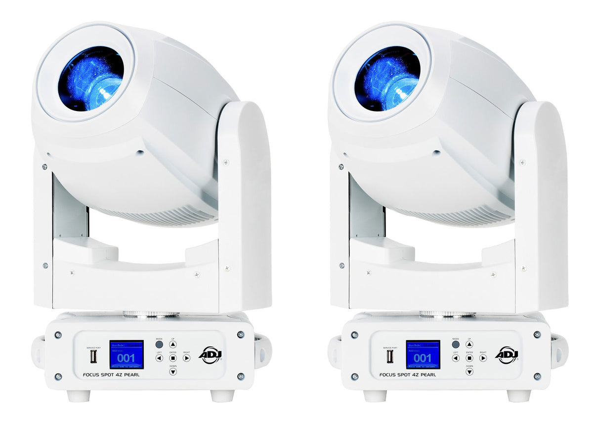 (2) FOCUS SPOT 4Z PEARL 200W CW LED DMX Moving Head Spotlights