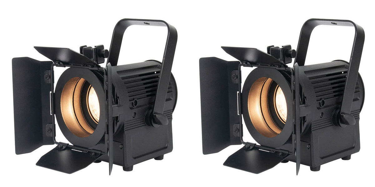 (2) American DJ ENCORE FR20 DTW 17W Dim to Warm White LED Fresnel Beam Lights
