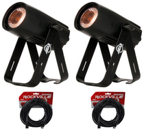 (2) American DJ SABER SPOT DTW Compact 15 Watt WW LED DMX Spotlights + Cables